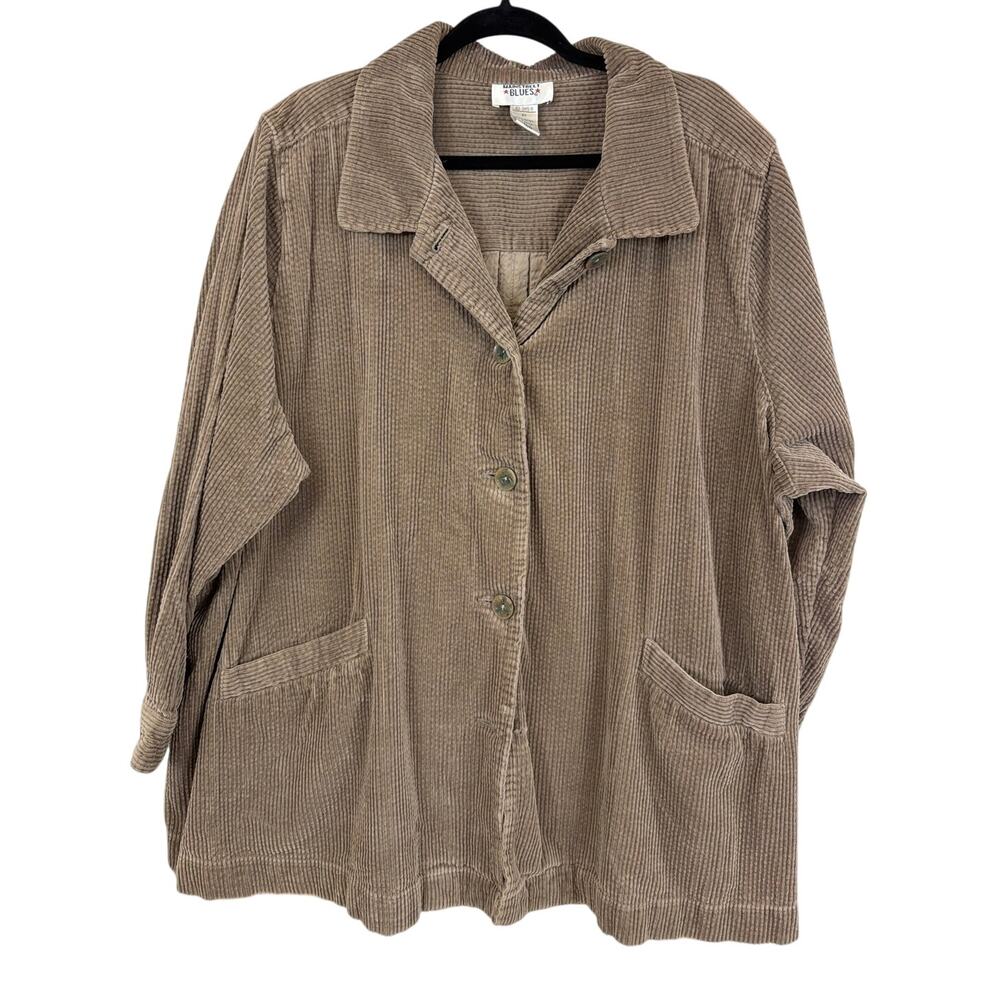 Main Street Blues Brown Cotton Corduroy Button Down Jacket 2X